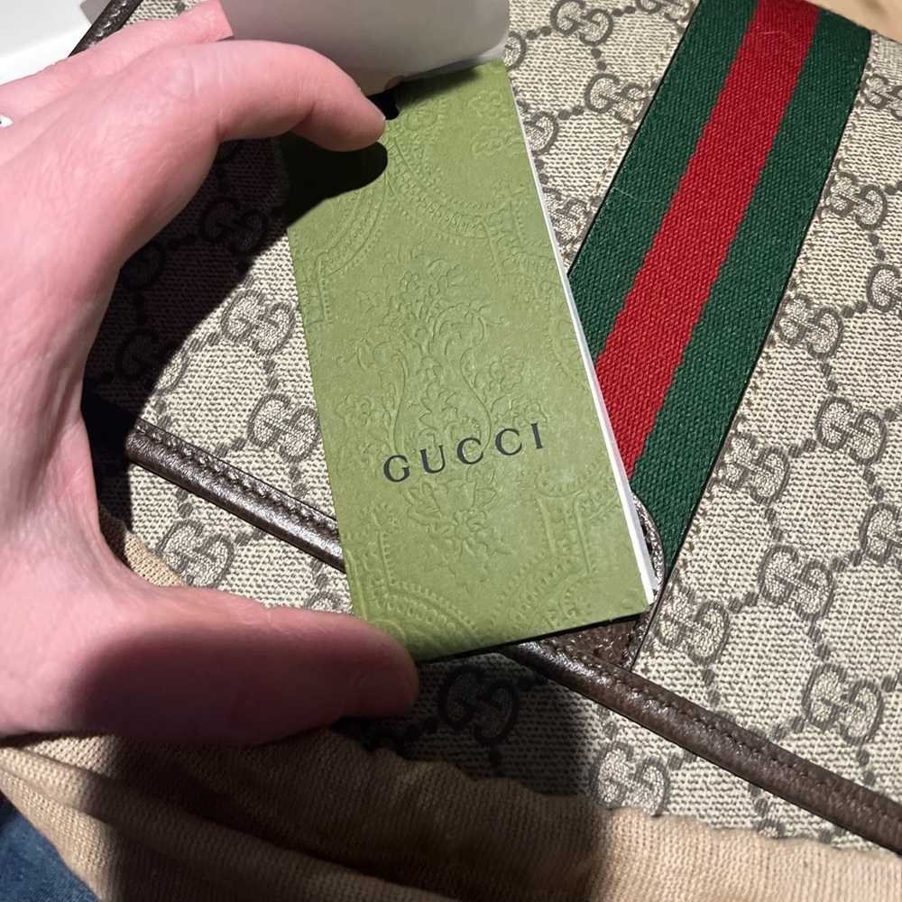 Gucci Beige and Brown Messenger Bag with Green and Red Stripe - Picture 5 of 9